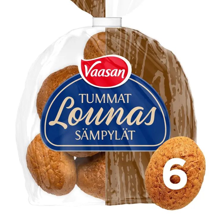 Vaasan Tummat Lounassämpylät tumma vehnäsämpylä 300 g 6 kpl