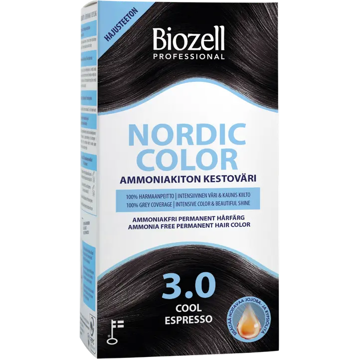 Biozell Professional Nordic Color ammoniakiton kestoväri Cool Espresso 3.0 2x60ml