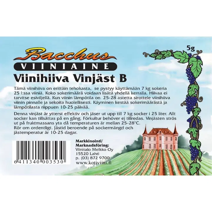 Muntons Bacchus viinihiiva 5 g 25 litralle kotiviiniä