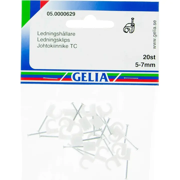 Gelia johtokiinnike 5-7mm 20kpl valkoinen