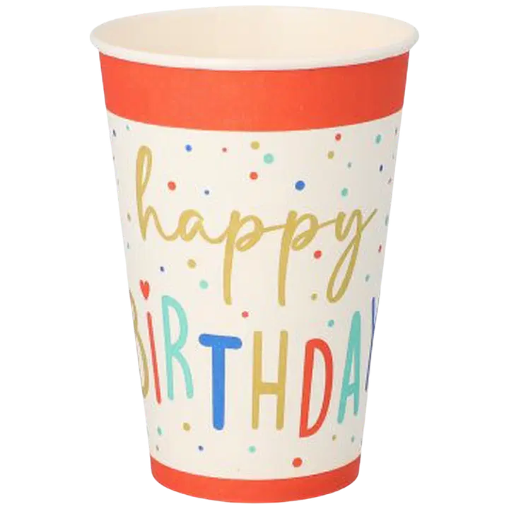 Mukia, paperia 0,2 l Ø 7 cm · 9,7 cm valkoinen "Happy Birthday"