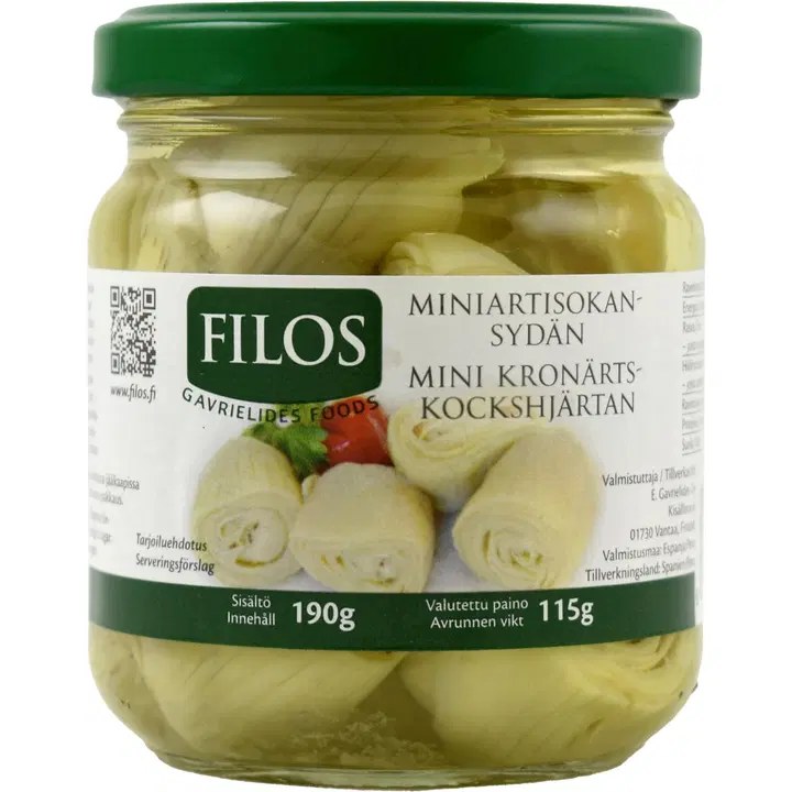 Filos 190/115g mini artisokansydän 8-12 suolaliemessä