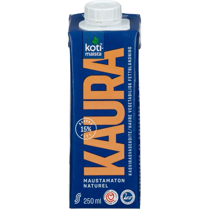 Kotimaista 250ml Maustamaton Kaurakasvirasvasekoite Laktoositon