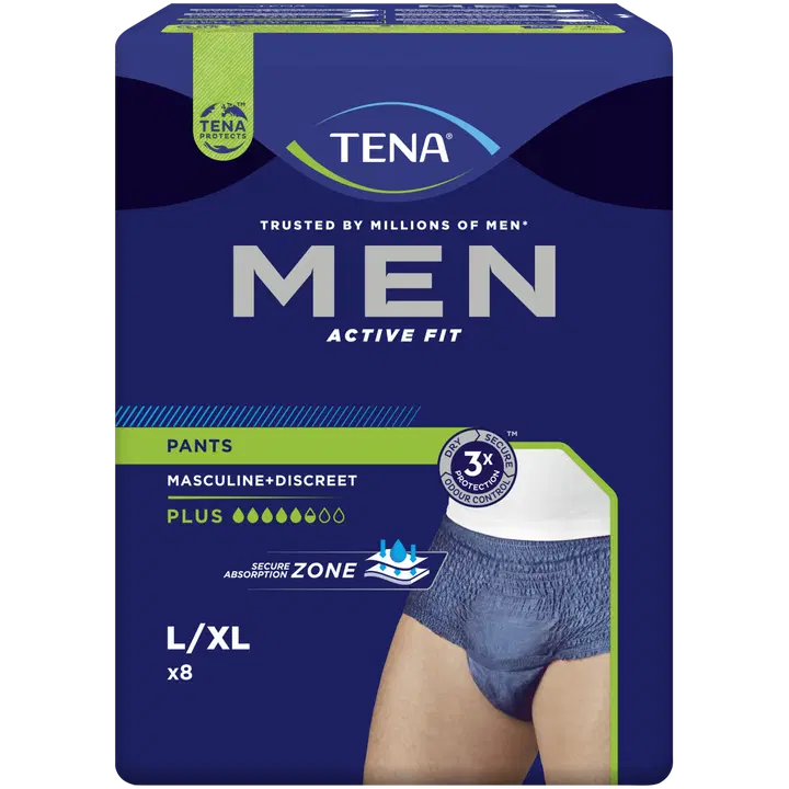 TENA Men Active Fit Pants suojaavat alushousut Large 8 kpl