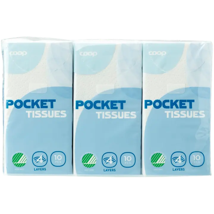 Taskurätikud Coop 4-kihiline 6x10tk