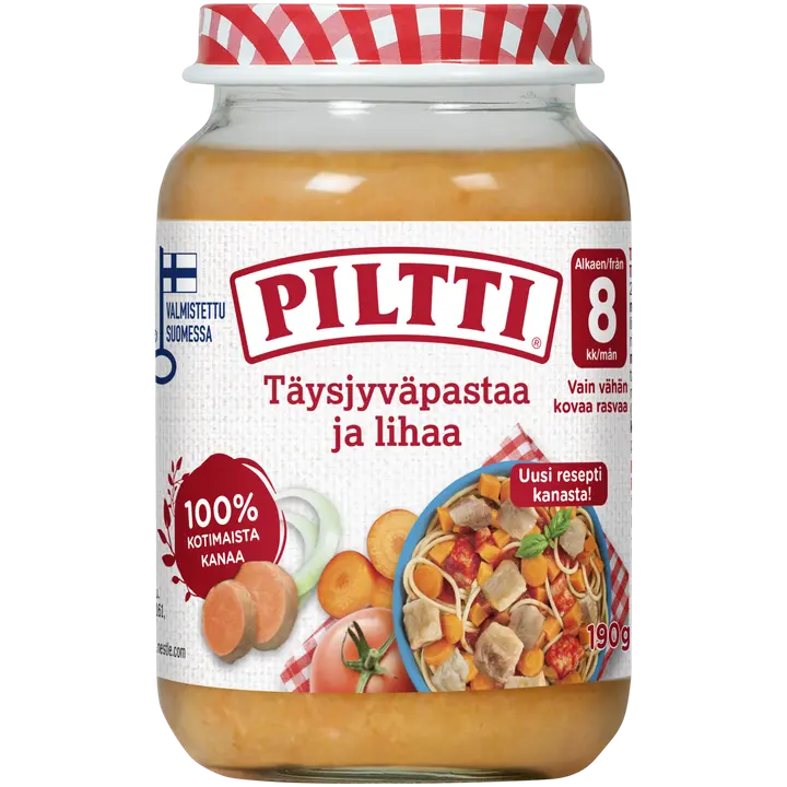 Piltti 190g Täysjyväpastaa ja lihaa lastenateria 8kk