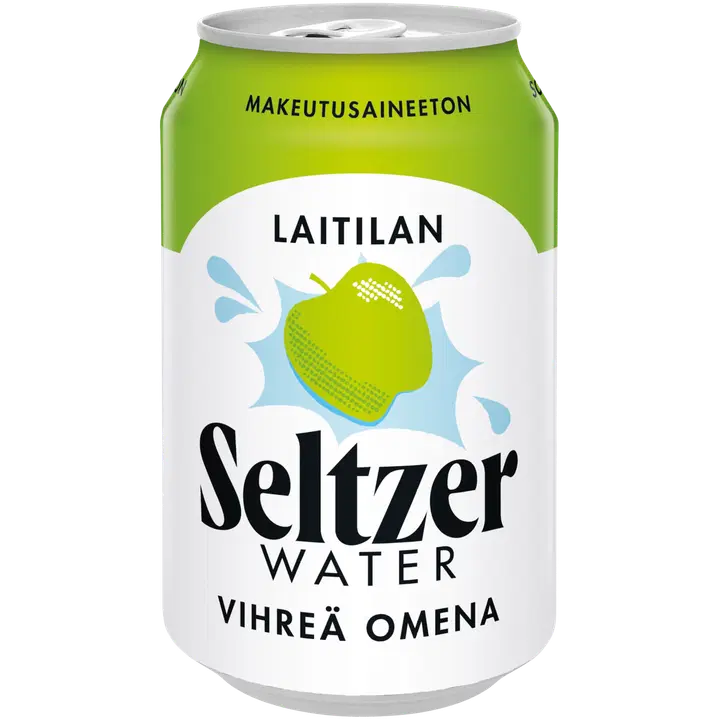 Laitilan Seltzer Water Vihreä Omena 0,33L vihreän omenan makuinen hiilihapotettu kivennäisvesi