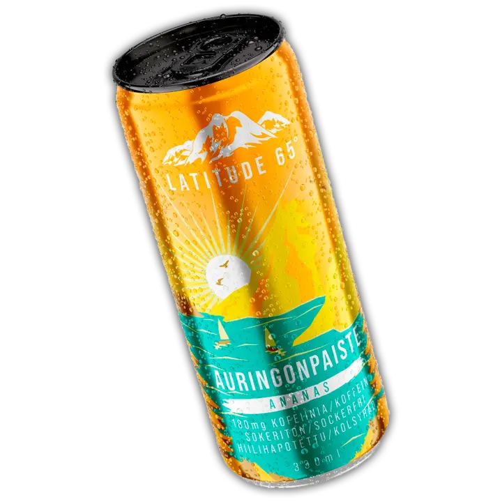 Latitude 65 Auringonpaiste ananaksen makuinen sokeriton energiajuoma 330 ml