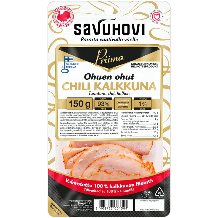 Savuhovi Priima Ohuen ohut chili kalkkuna 150g