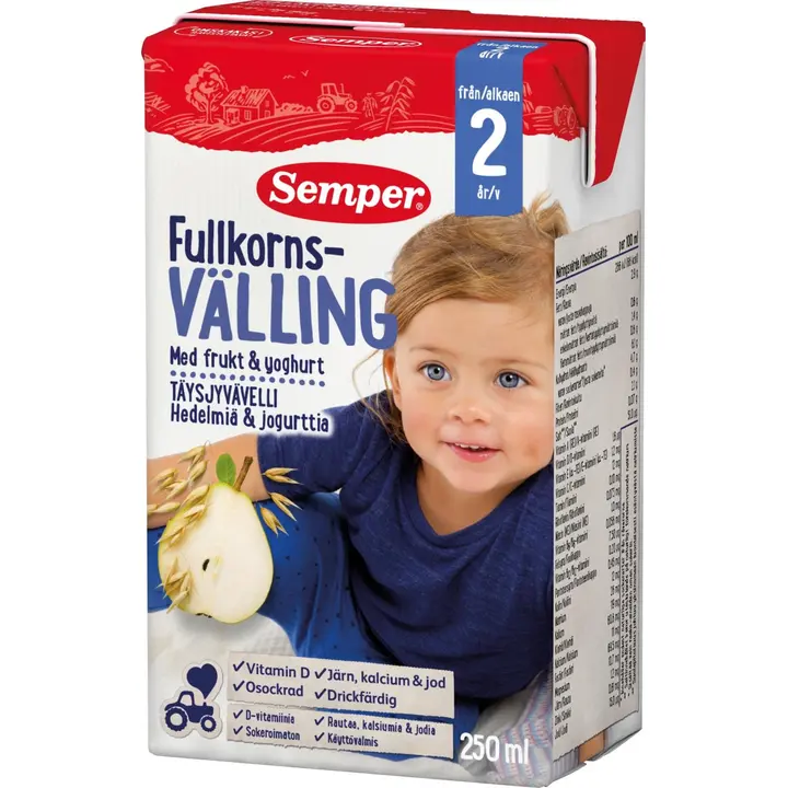 Semper Täysjyvävelli hedelmiä & jogurttia 2v käyttövalmis velli 250ml