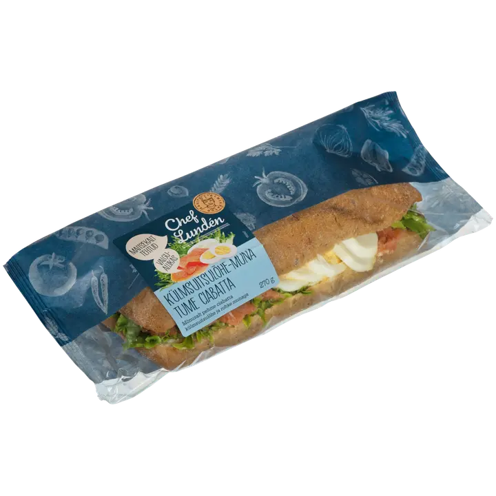 Chef Lunden Külmsuitsulõhe-Muna Tume Ciabatta 270 G