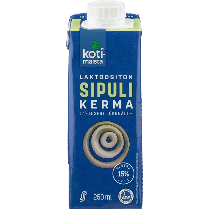 Kotimaista laktoositon paahdetun sipulin makuinen ruokakerma 15% 250ml