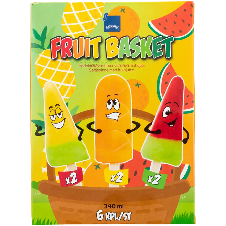 Rainbow Fruit Basket mehujää 6 kpl 340 ml