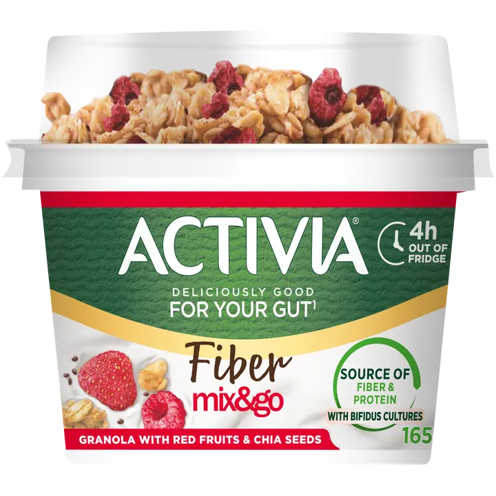 Danone Activia Mix & Go Punaiset marjat granolalla & chiansiemenillä 165g