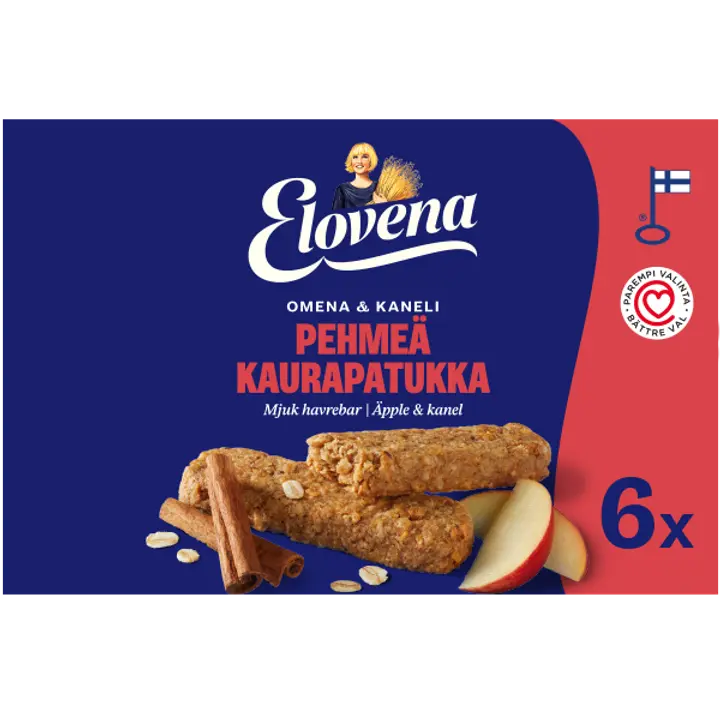 Elovena 6x30g omena & kaneli pehmeä kaurapatukka