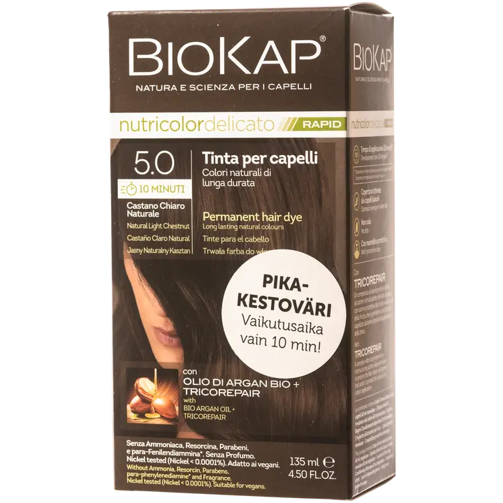 Biokap nutricolor delicato rapid 5.0 natural light chestnut