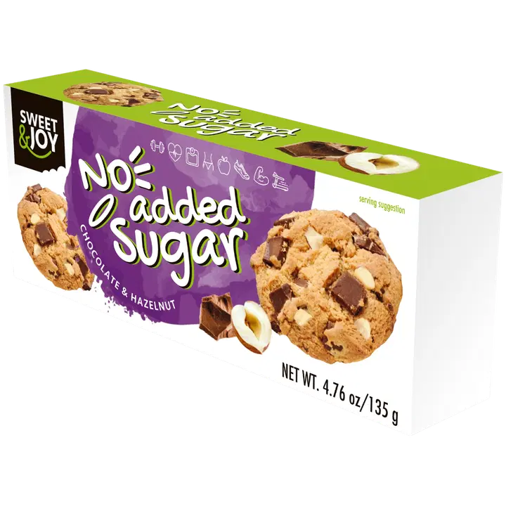 Sweet & Joy küpsised šokolaadi ja sarapuupähklitega 135g, ilma lisatud suhkruta