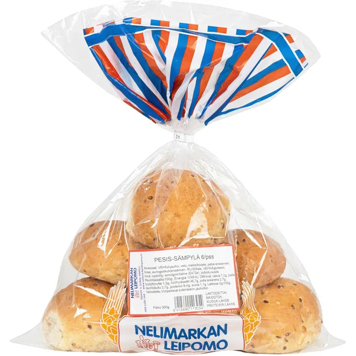 Pesis-sämpylä 6/pss 300g Nelimarkan Leipomo