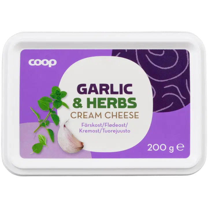 Coop tuorejuusto valkosipuli ja yrtit 16 % 200 g