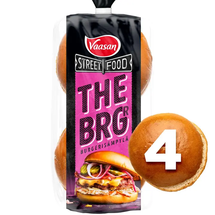Vaasan Street Food THE BRGR Gourmet burgerisämpylä 320 g 4 kpl