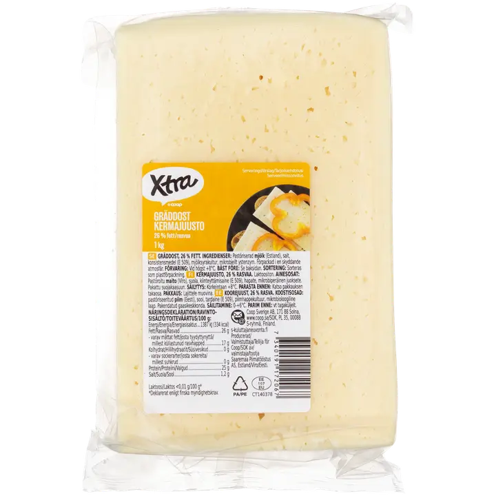 Xtra kermajuusto 26 % 1 kg