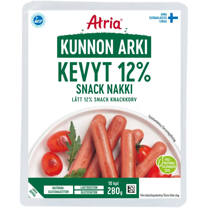 Atria Kunnon Arki Kevyt 12% Snack Nakki 280g