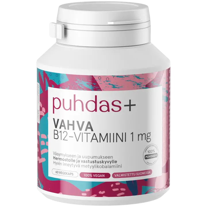 Puhdas+ Vahva B-12 vitamiini 1 mg 60 vegekaps