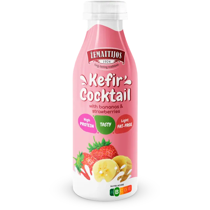 Žemaitijos Keefiri kokteil banaani-maasika 0,4% 450g