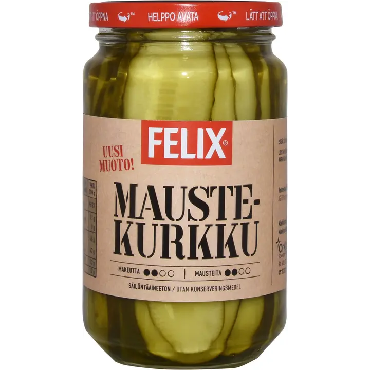 Felix pitkittäin viipaloituja kurkkuja mausteliemessä 460/240g