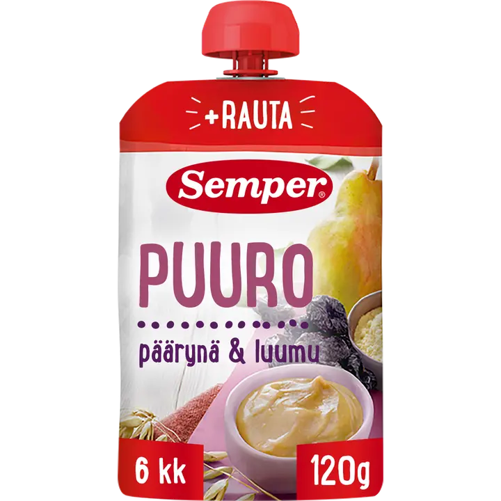 Semper Puuro Päärynä & luumu 6kk käyttövalmis lastenpuuro 120g