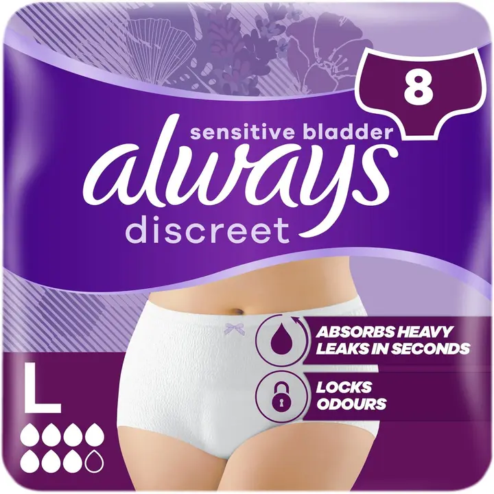 Always Discreet Complete Protection Plus L inkontinenssialushousut 8kpl