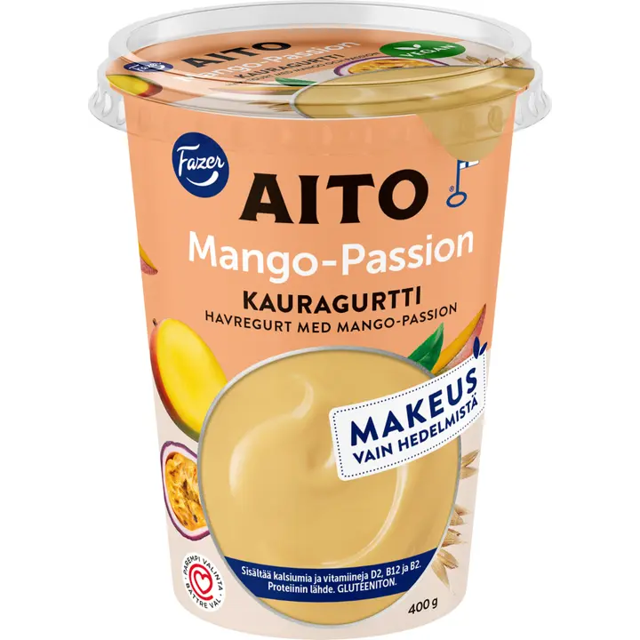 Fazer Aito Kauragurtti Mango-Passion 400g, gluteeniton fermentoitu kauravälipala