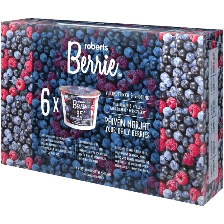 6 x Roberts Berrie villimustikka & vadelma 100 ml
