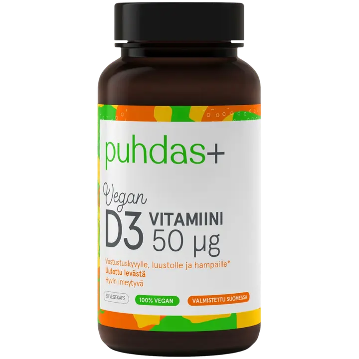 Puhdas+ Kasviperäinen D3-vitamiini 50µg 17g/60kaps