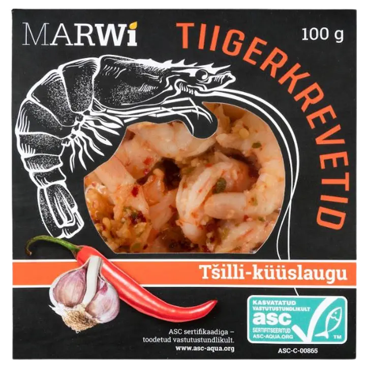 Marwi Tiigerkrevetid Tšill - Küüslaugu 100G