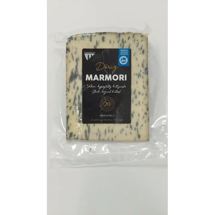 Herkkujuustola Marmori, voimakas, kypsytetty, tuhkalla marmoroitu kittikuorinen pala 150g