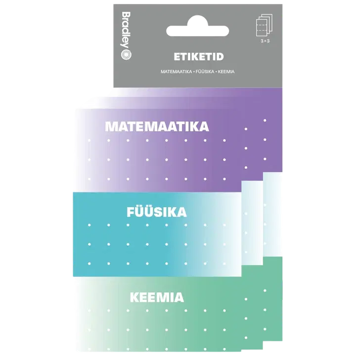 Vihikuetikett 9 tk, mata, füüs, keemia