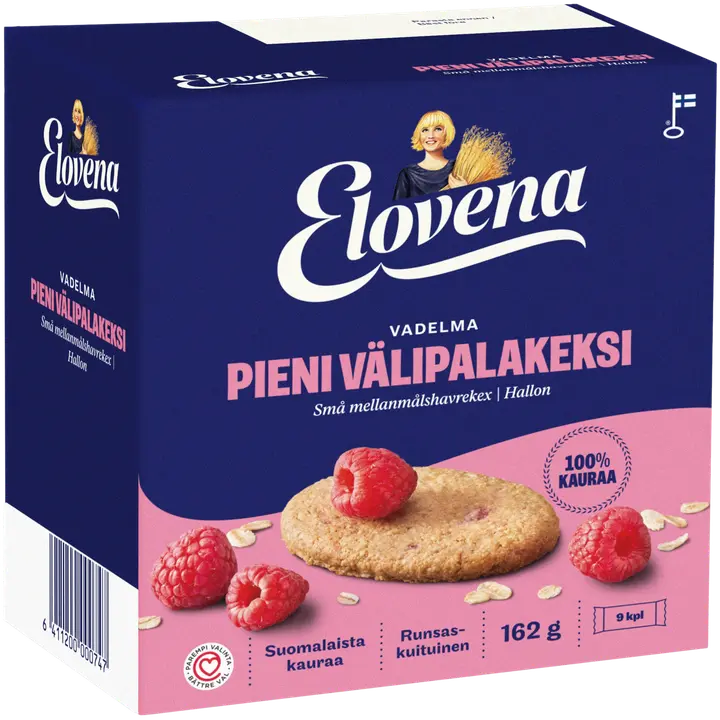 Elovena 9x18g vadelma pieni välipalakeksi 100% kauraa