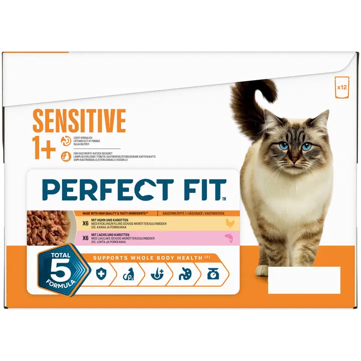 Perfect Fit Cat Pouch 12x85g AdultMix Sensitive