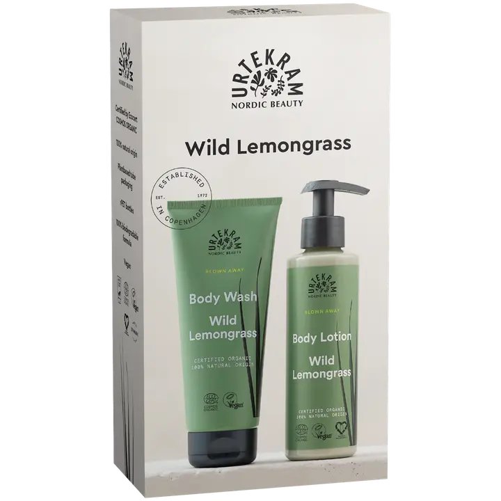 Urtekram Wild Lemongrass Lahjapakkaus vartalovoide 245ml + body wash 200ml