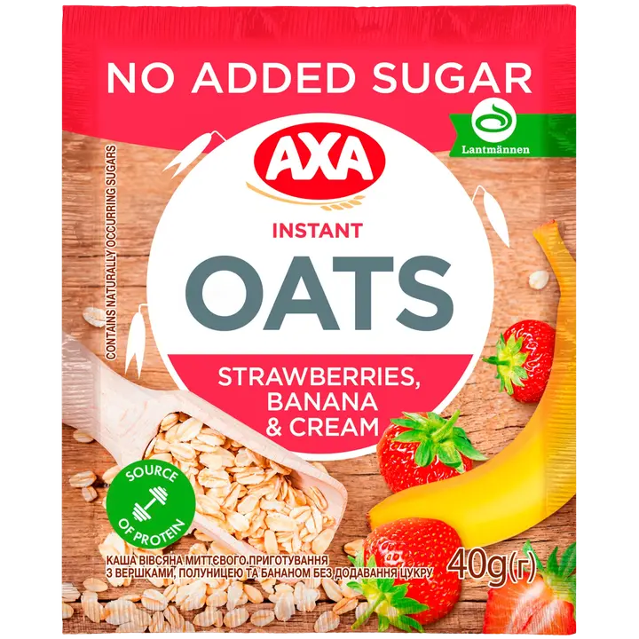 Axa kiirkaerahelbepuder koore, maasika ja banaaniga ilma lisatud suhkruta 40g