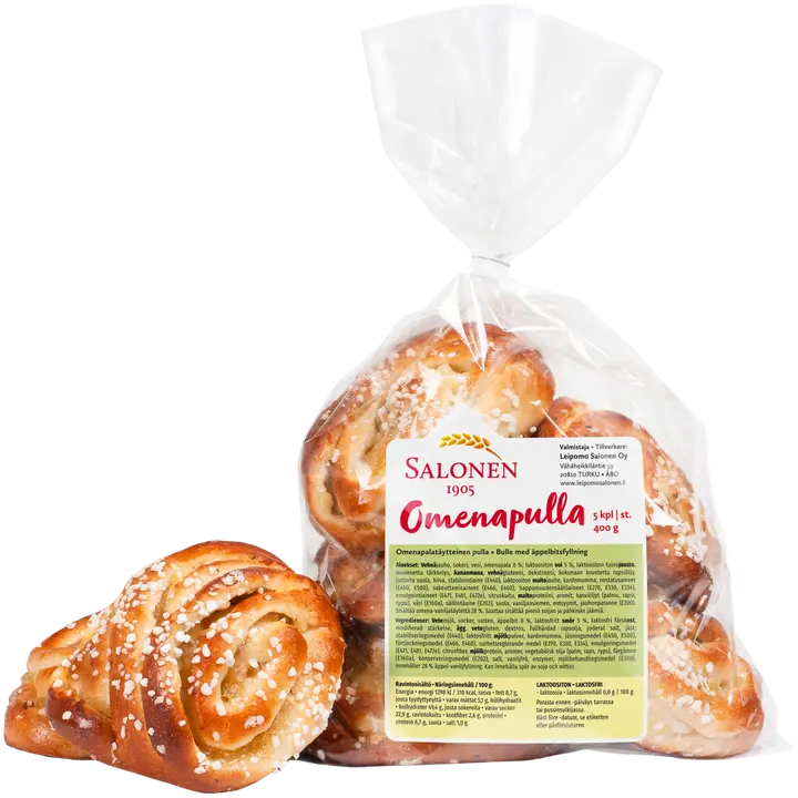 Leipomo Salonen Omenapulla 5/400 g omenapalatäytteinen pulla