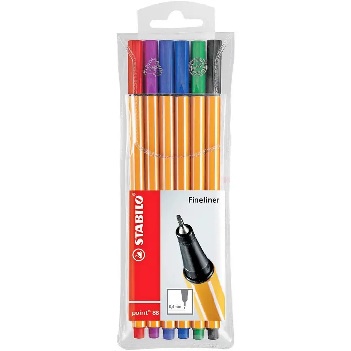 Stabilo tussikynä Point 88 Fineliner 6 väriä
