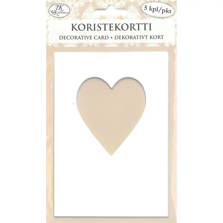 J.K. Primeco Koristekortti Sydän valkoinen 5kpl