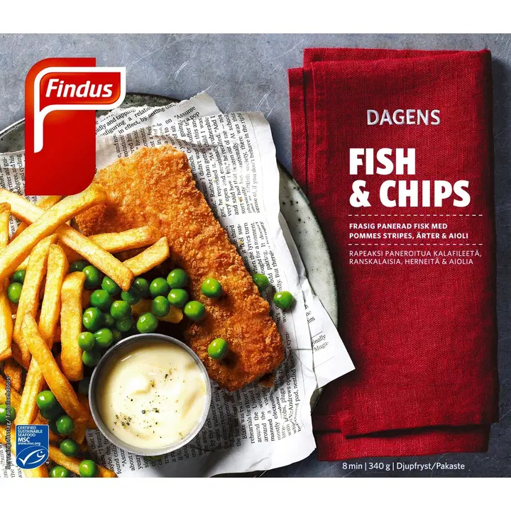 Findus Dagens Fish & Chips MSC 340g, pakaste