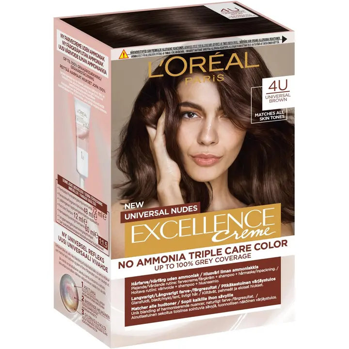 L'Oréal Paris Excellence Universal Nudes 4U Universal Brown kestoväri ilman ammoniakkia 1kpl