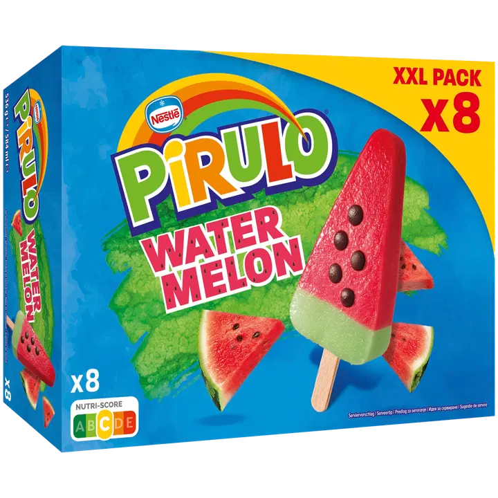 Pirulo Watermelon limonadijääpuikko monipakkaus 8kpl=536g/584ml