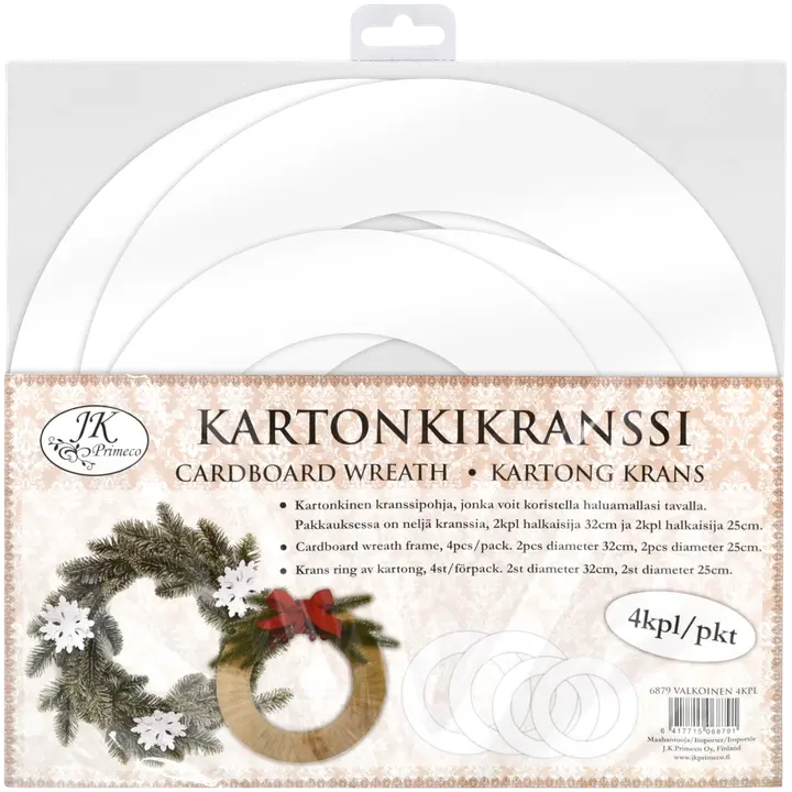 J.K. Primeco kartonkikranssi valkoinen 4kpl