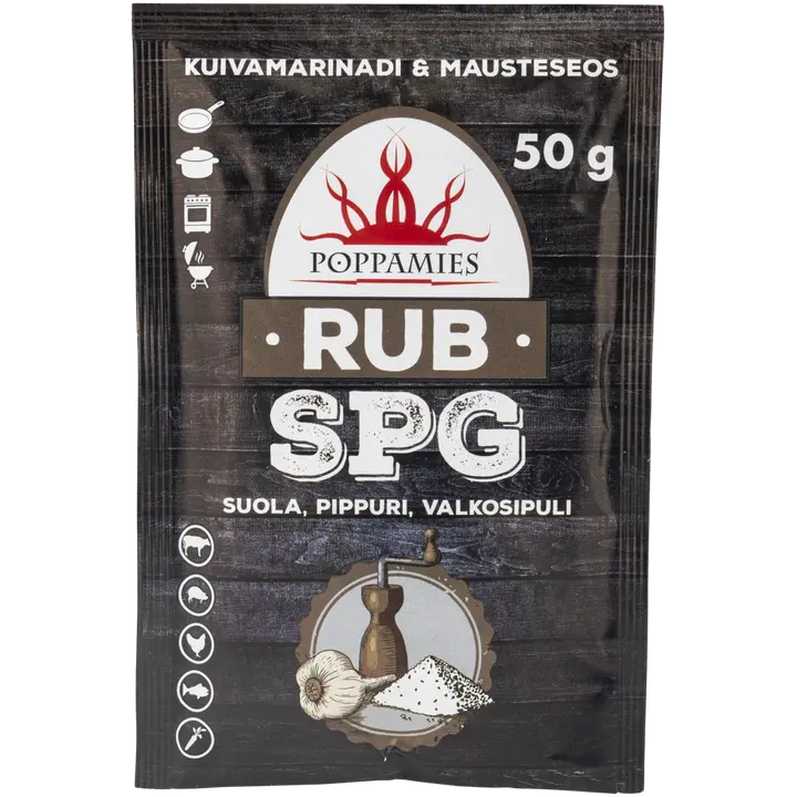 Poppamies Rub SPG salt-pepper-garlic mausteseos 50g