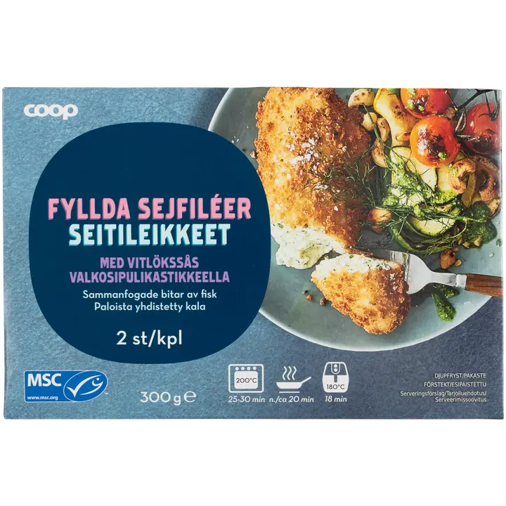 Coop seitileikkeet valkosipulikastikkeella MSC 300 g pakaste